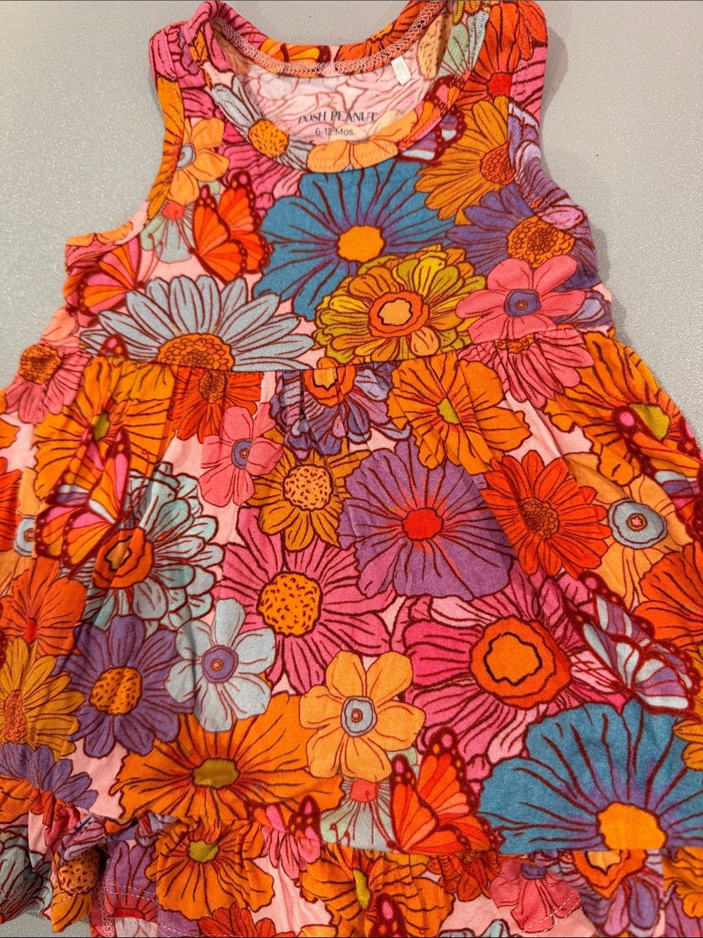 Posh Peanut Bamboo Baby Girls Meadow Floral Racerback Bodysuit Twirl Dress 6-12m - Picture 3 of 6